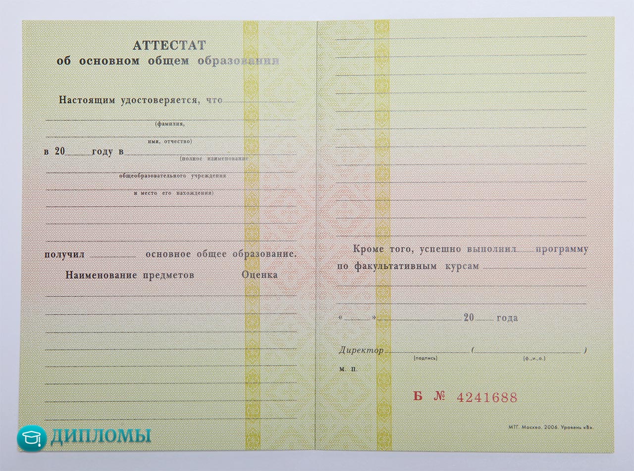 Аттестат 9 классов до 2010 года Аттестат 9 классов до 2010 года